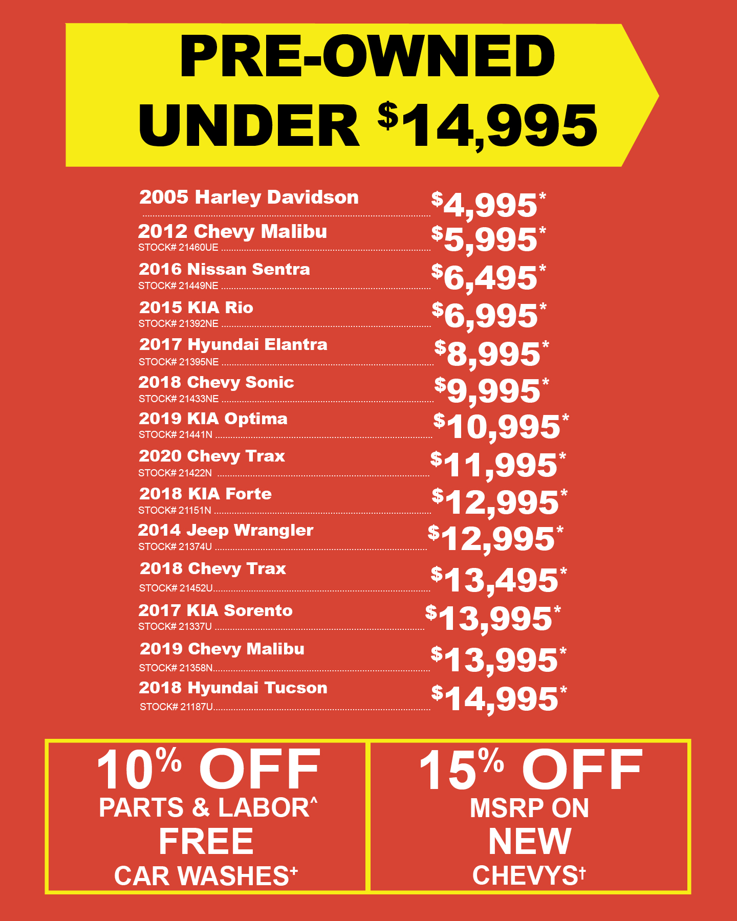 Black Friday Auto Specials Pre-Owned Vehicles Under $9989